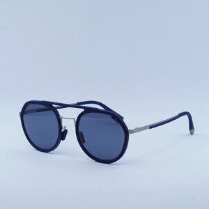 Fendi FE40040U 90V Sunglasses Matte Blue/Silver Round Frame, Blue Lenses